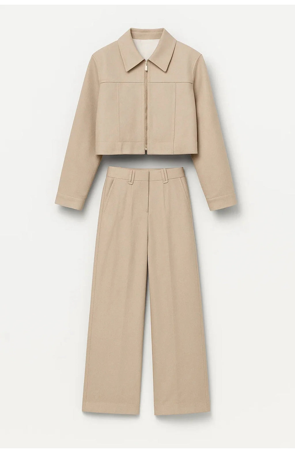 Women's Co-Ord Set | Cropped Jacket and High-Waist Wide Trousers | Elegant Style