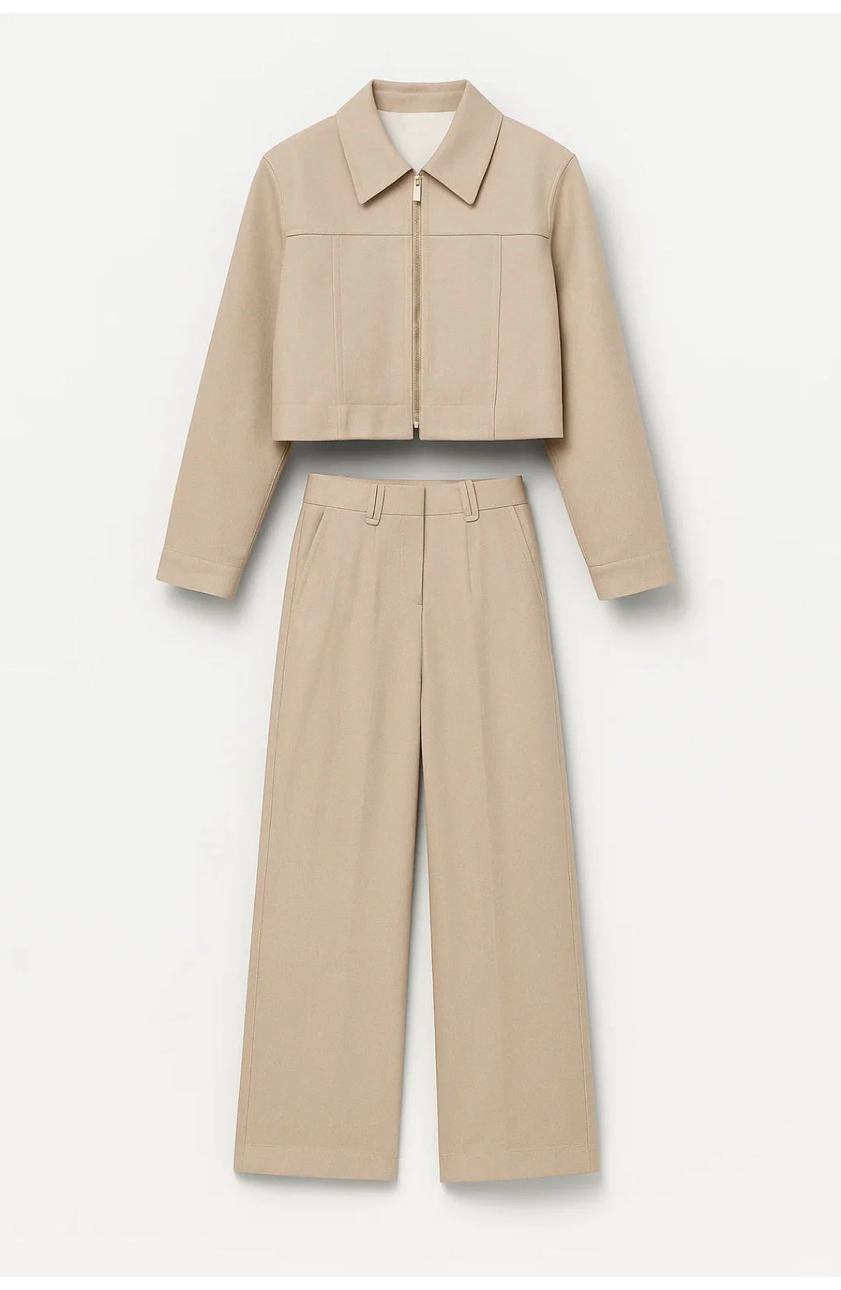 Women's Co-Ord Set | Cropped Jacket and High-Waist Wide Trousers | Elegant Style