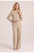 Women's Co-Ord Set | Cropped Jacket and High-Waist Wide Trousers | Elegant Style