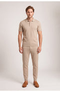 Men's Knit Polo and Trouser Co-Ord Set | Short Sleeves | Tapered
