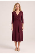 Women's Wrap Midi Dress | Surplice V-Neck | Tie Waist