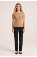 Women's Ribbed Crew Neck T-Shirt | Short Sleeves | Fitted