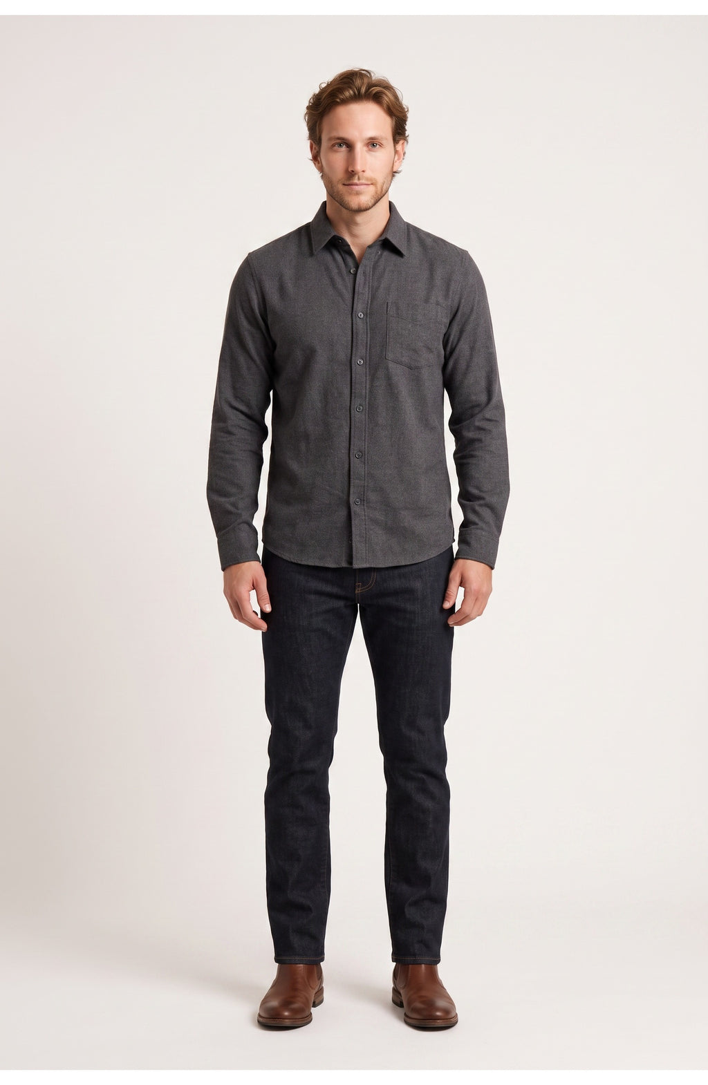Men's Brushed Flannel Shirt | Classic Collar | Regular Fit