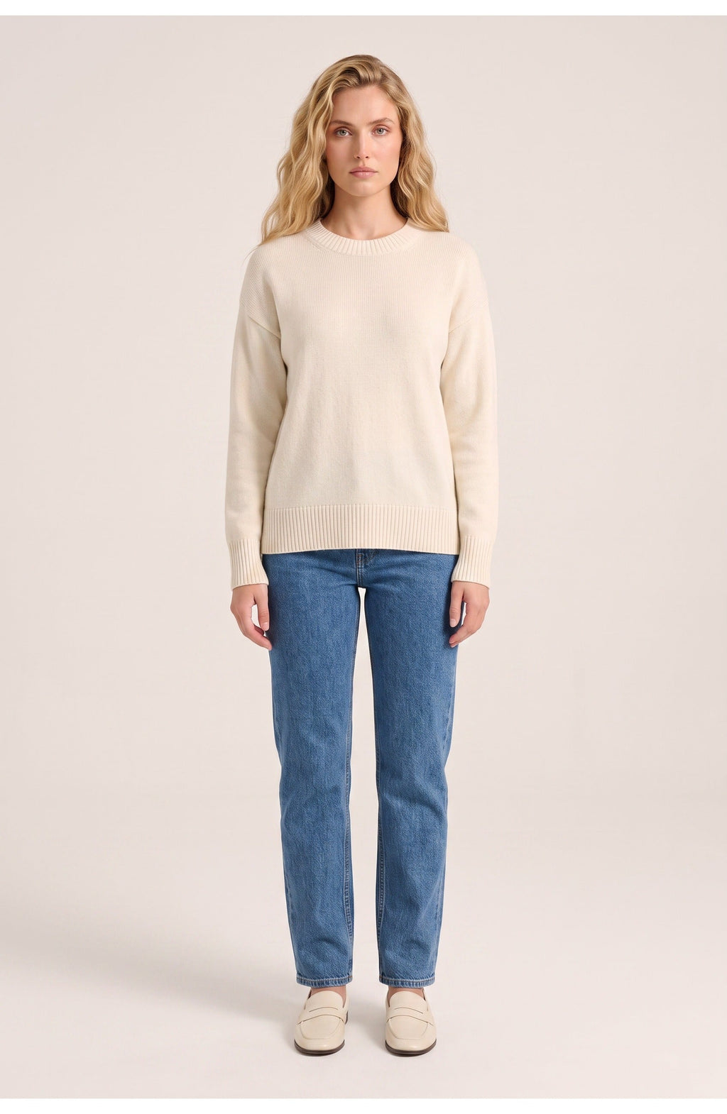 Women's Crew Neck Jumper | Ribbed Trims | Relaxed Fit