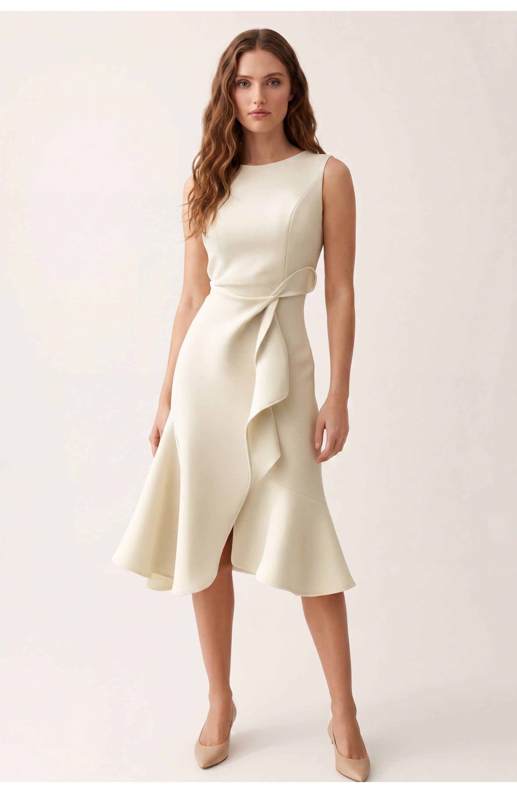 Women's Sleeveless Midi Dress | Ruffles | Elegant Style