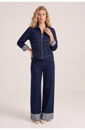 Women's Co-Ord Set | Cropped Jacket and Wide-Leg Jeans with Cuffed Hem | Casual Look