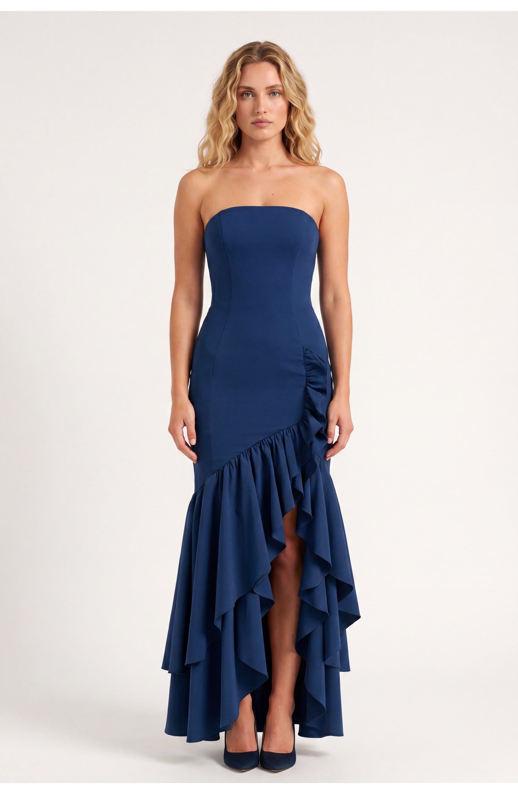 Women's Strapless Maxi Dress | Ruffles | Elegant Style