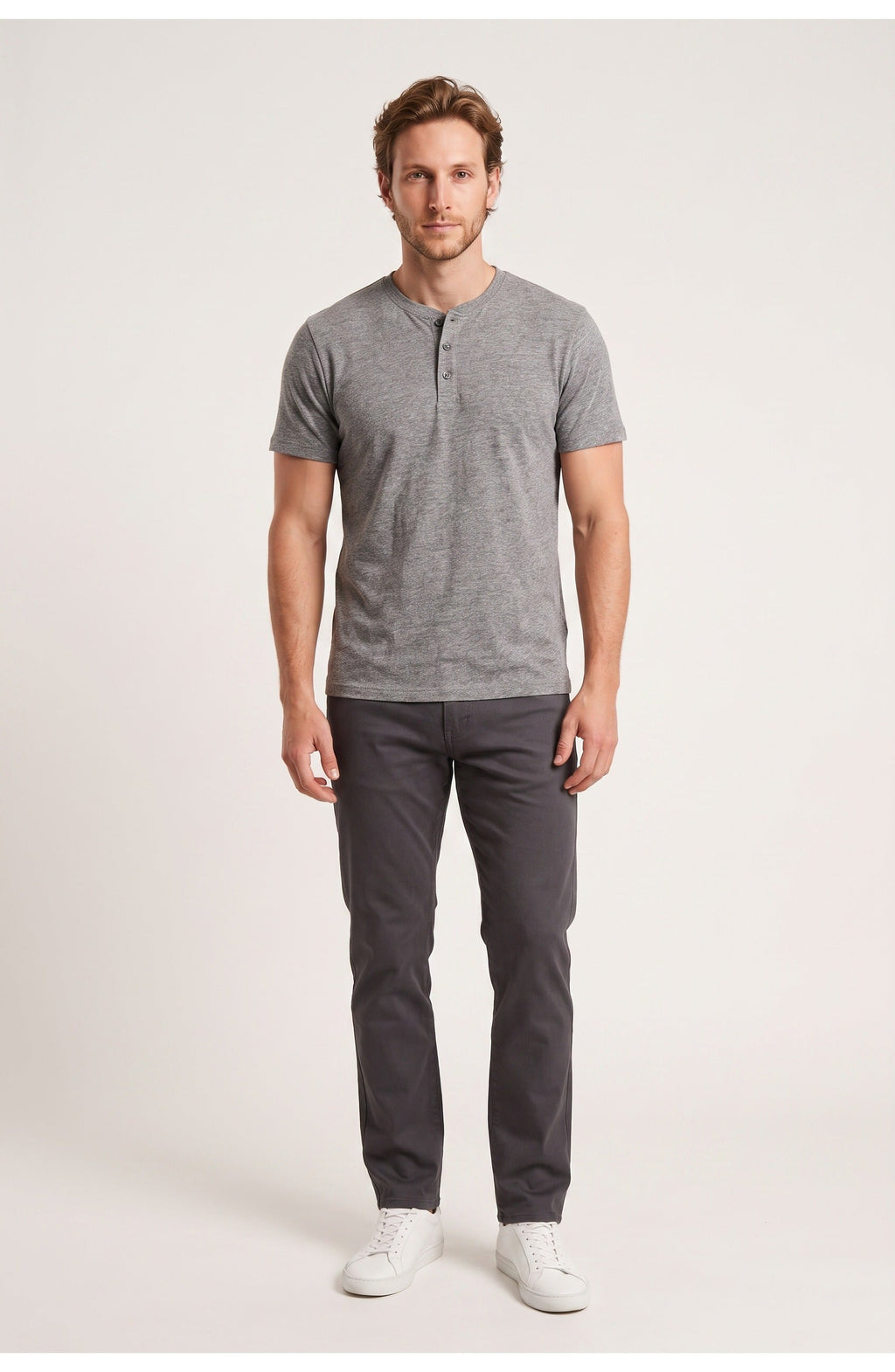 Men's Henley T-Shirt | Button Placket | Short Sleeves