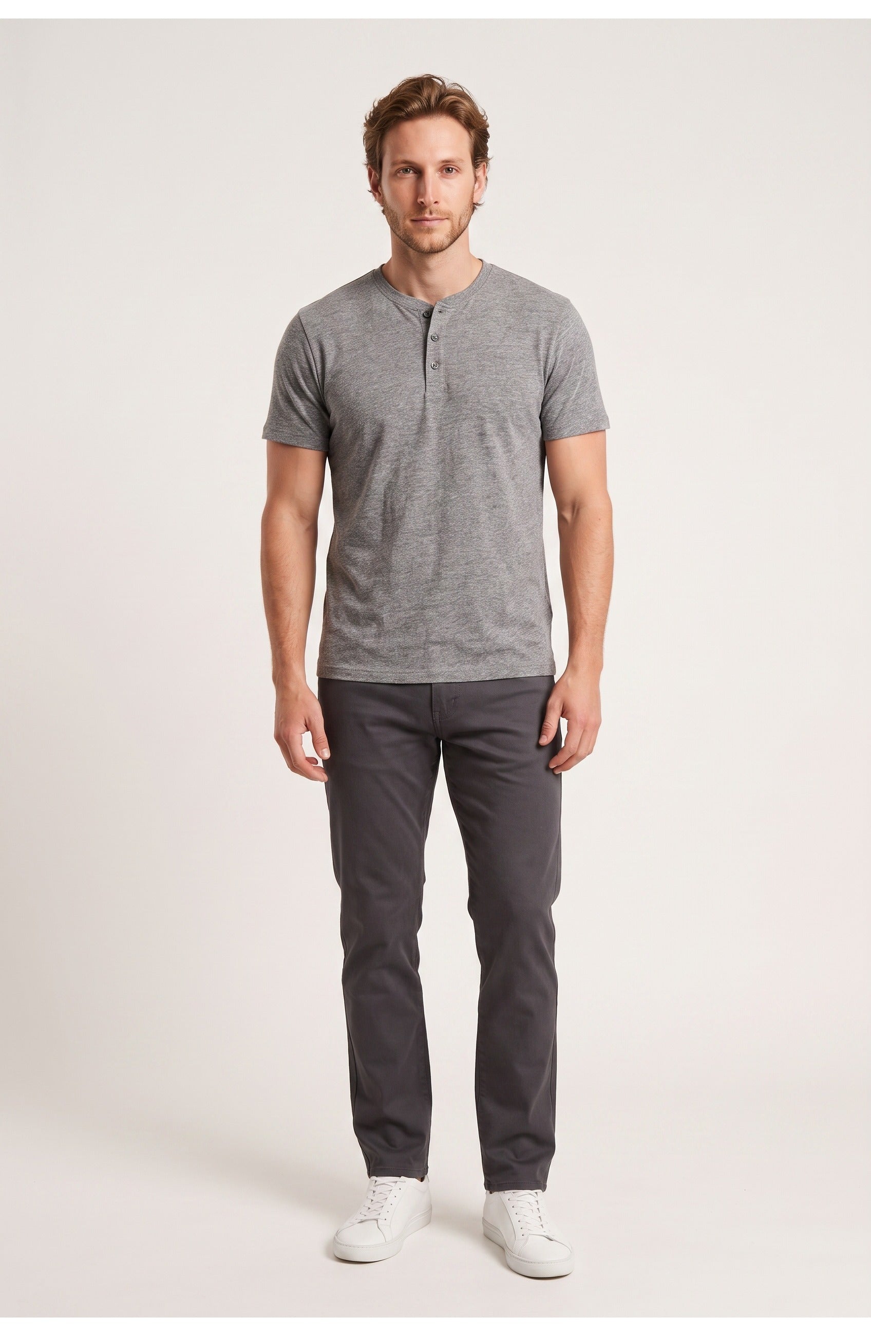 Men's Henley T-Shirt | Button Placket | Short Sleeves