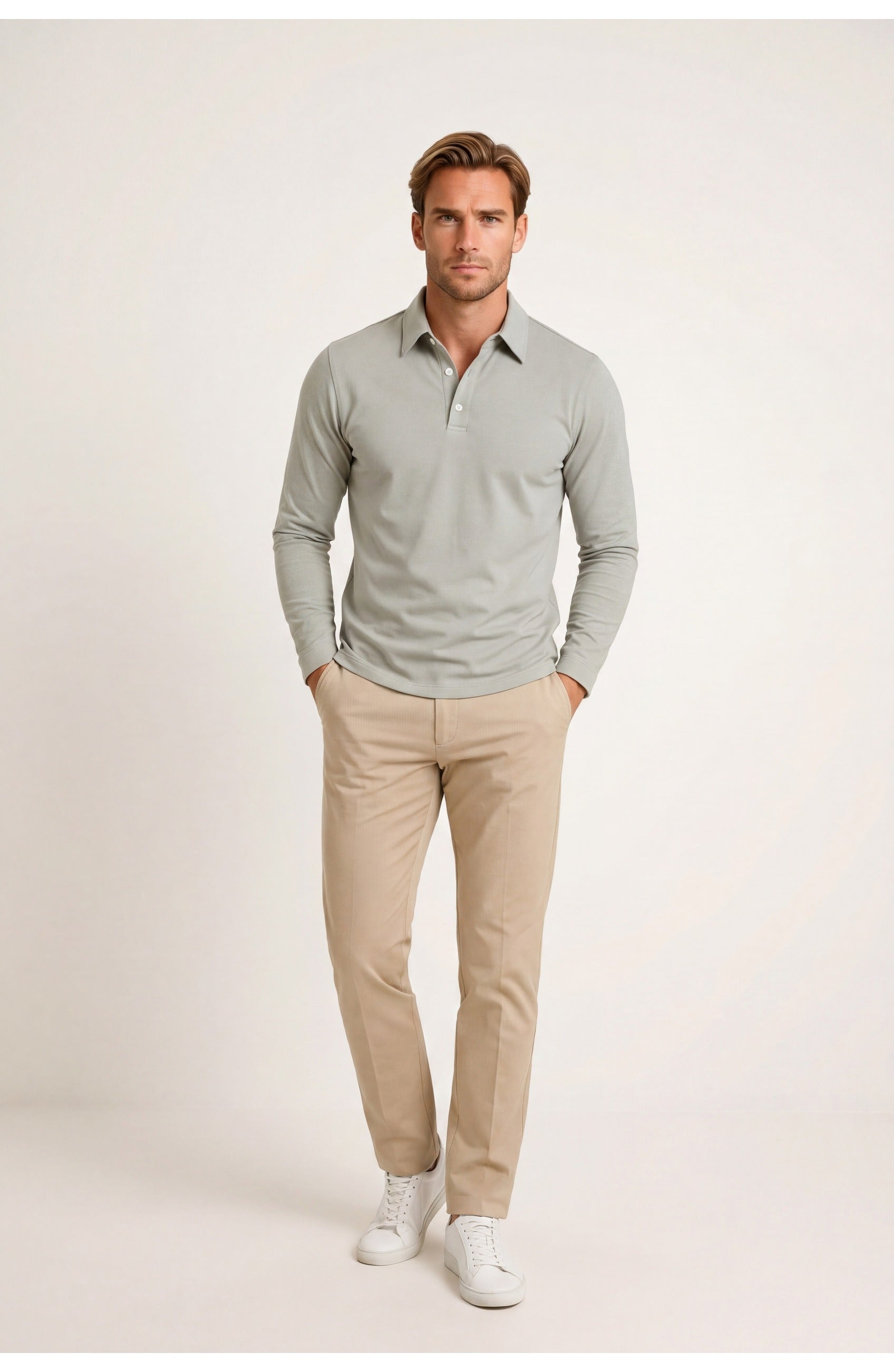 Men's Long Sleeve Polo | Slim Fit | Classic Collar