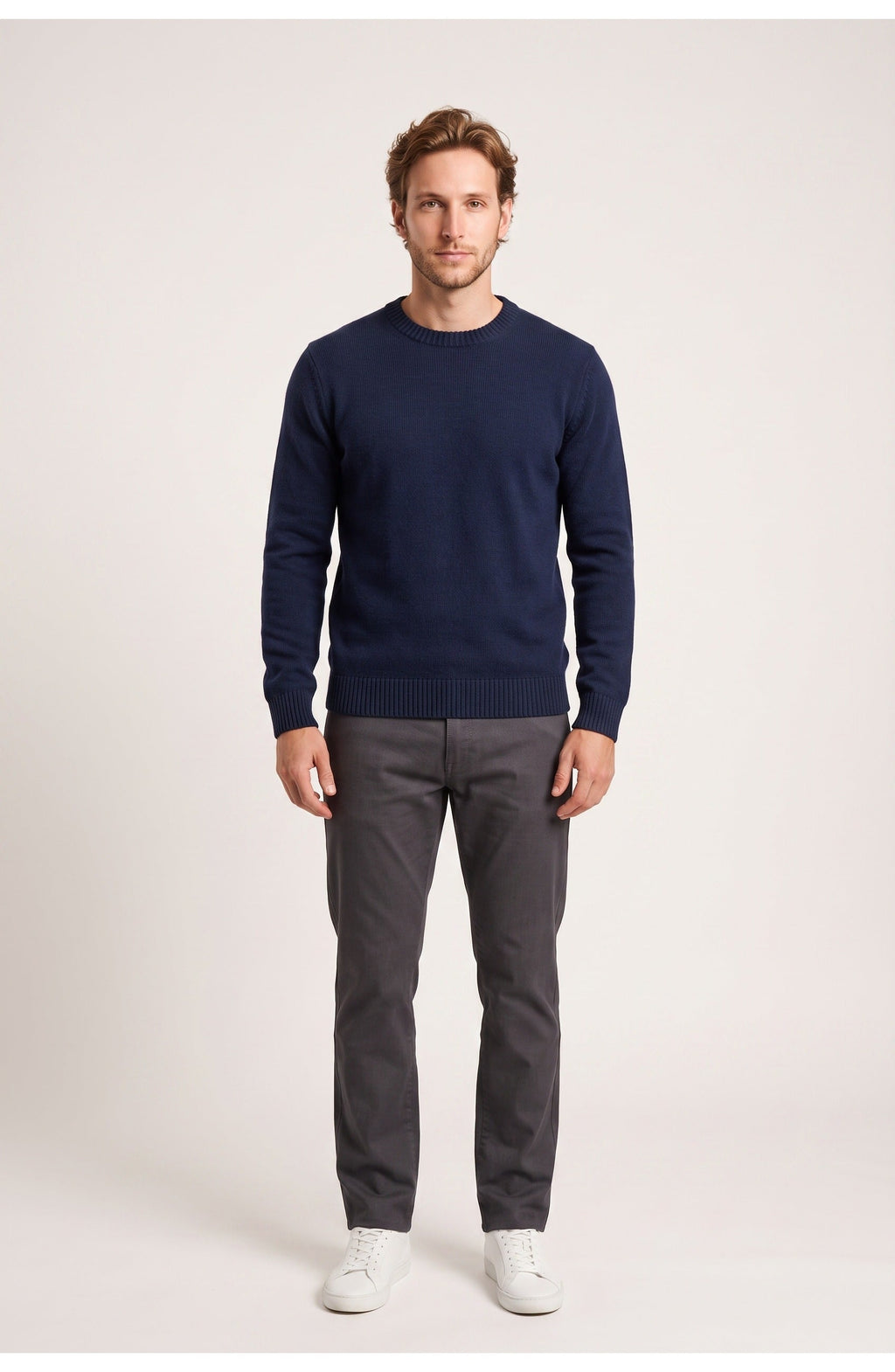 Men's Crew Neck Sweater | Ribbed Trims | Regular Fit