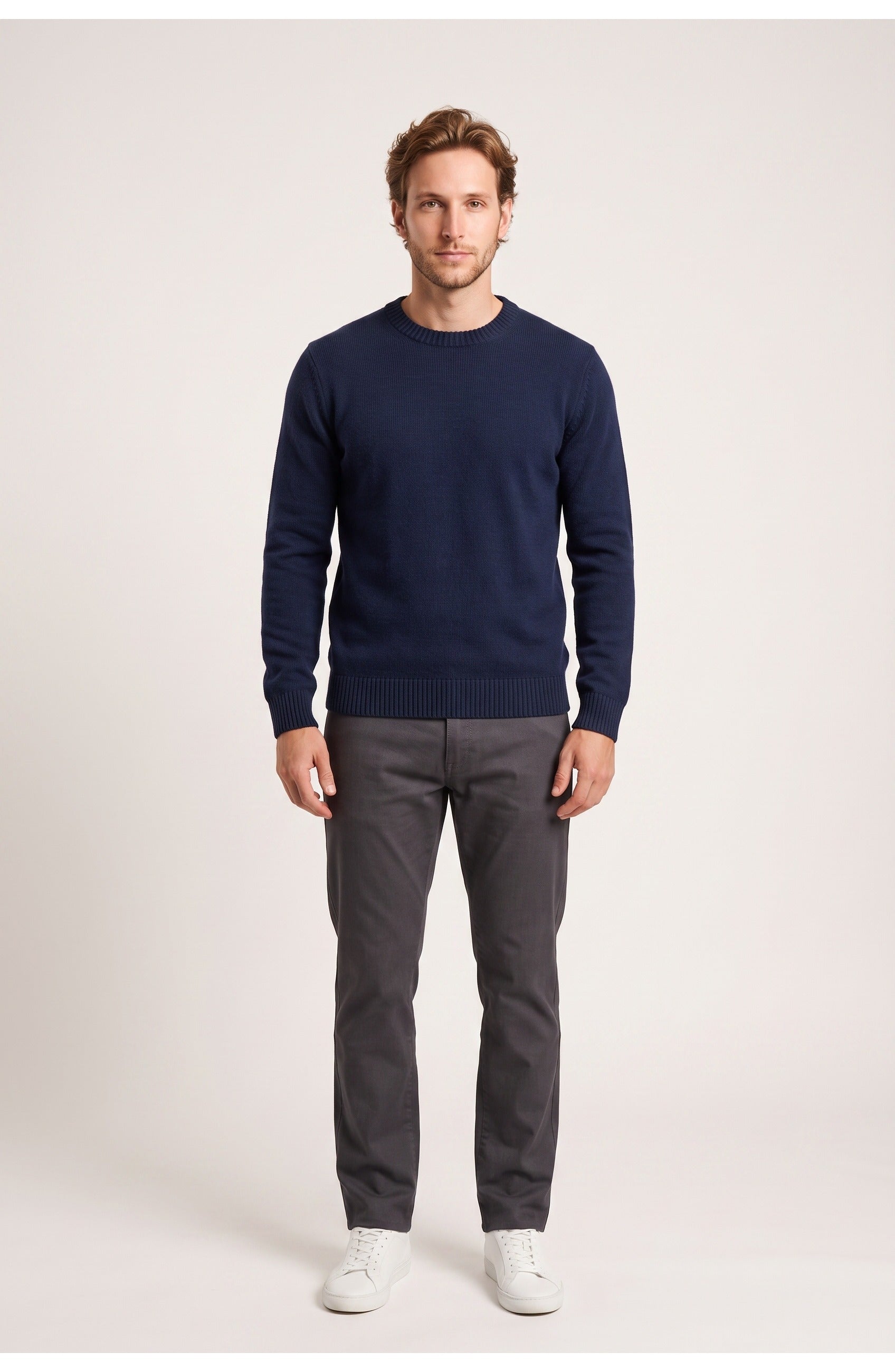 Men's Crew Neck Sweater | Ribbed Trims | Regular Fit