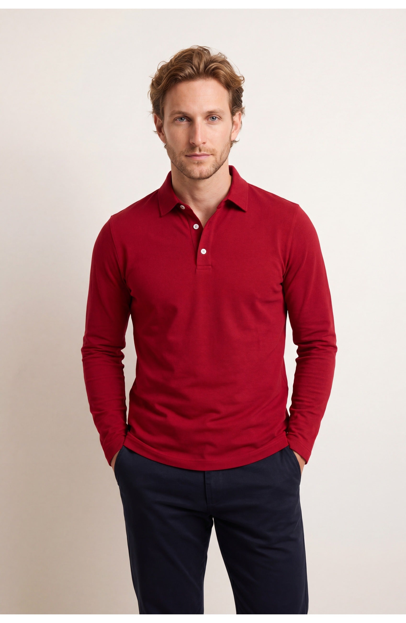 Men's Long Sleeve Polo | Slim Fit | Classic Collar