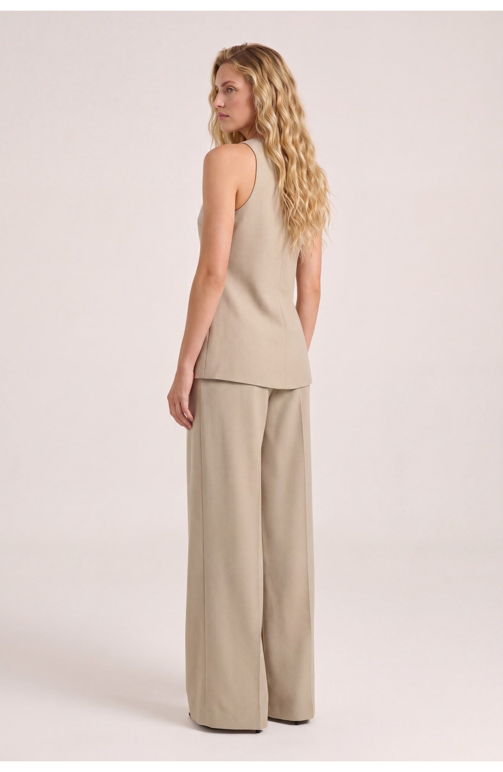 Women's Tailored Co-Ord Set | Vest with Trousers and Gold Buttons | Chic Look