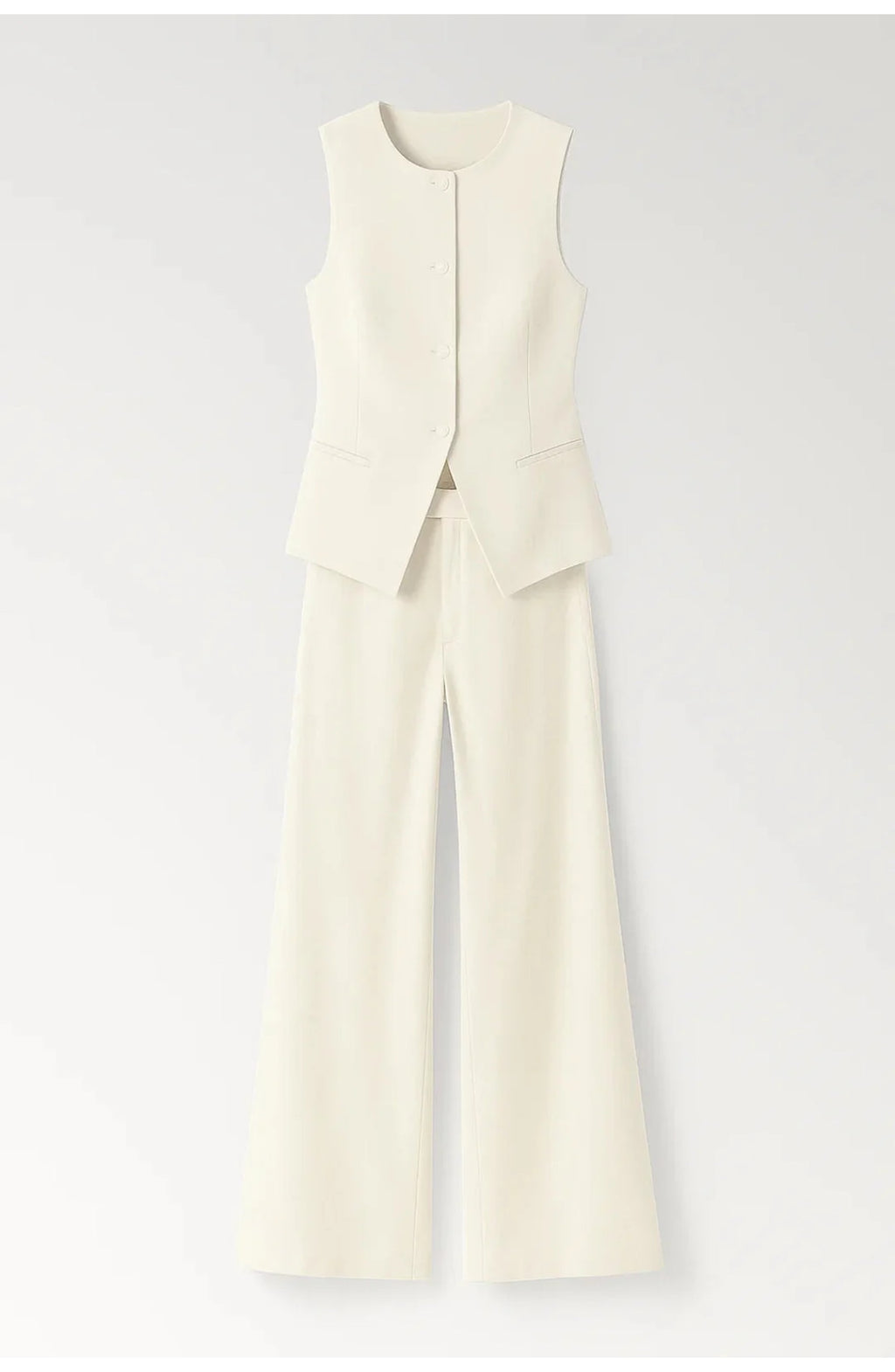 Women's Tailored Co-Ord Set | Vest with Wide Trousers and Asymmetric Hem | Elegant Style