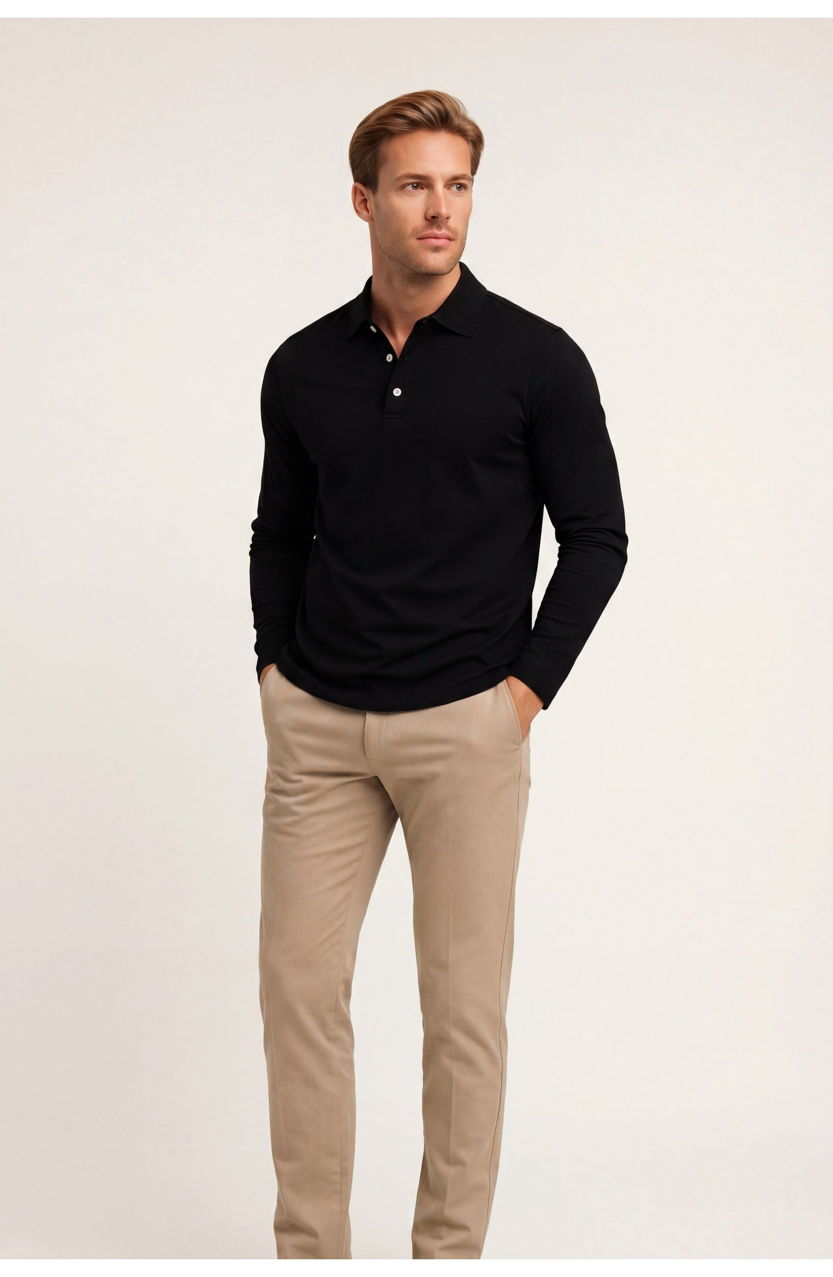 Men's Long Sleeve Polo | Slim Fit | Classic Collar