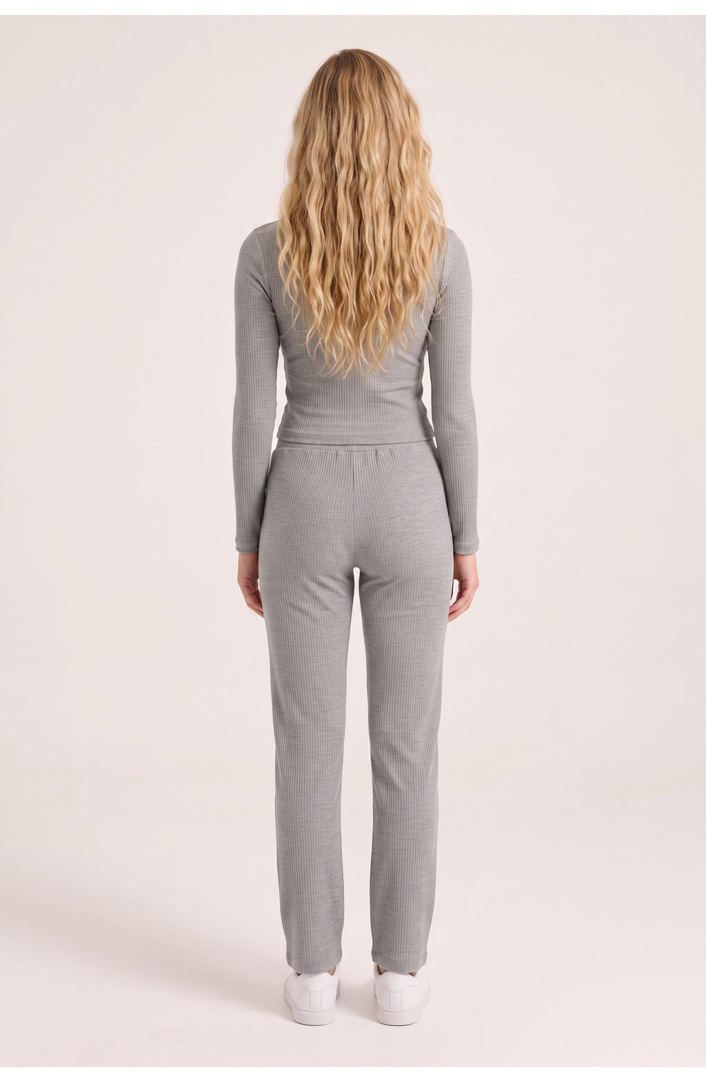 Women's Ribbed Lounge Co-Ord Set | Fitted Top and Straight Trousers