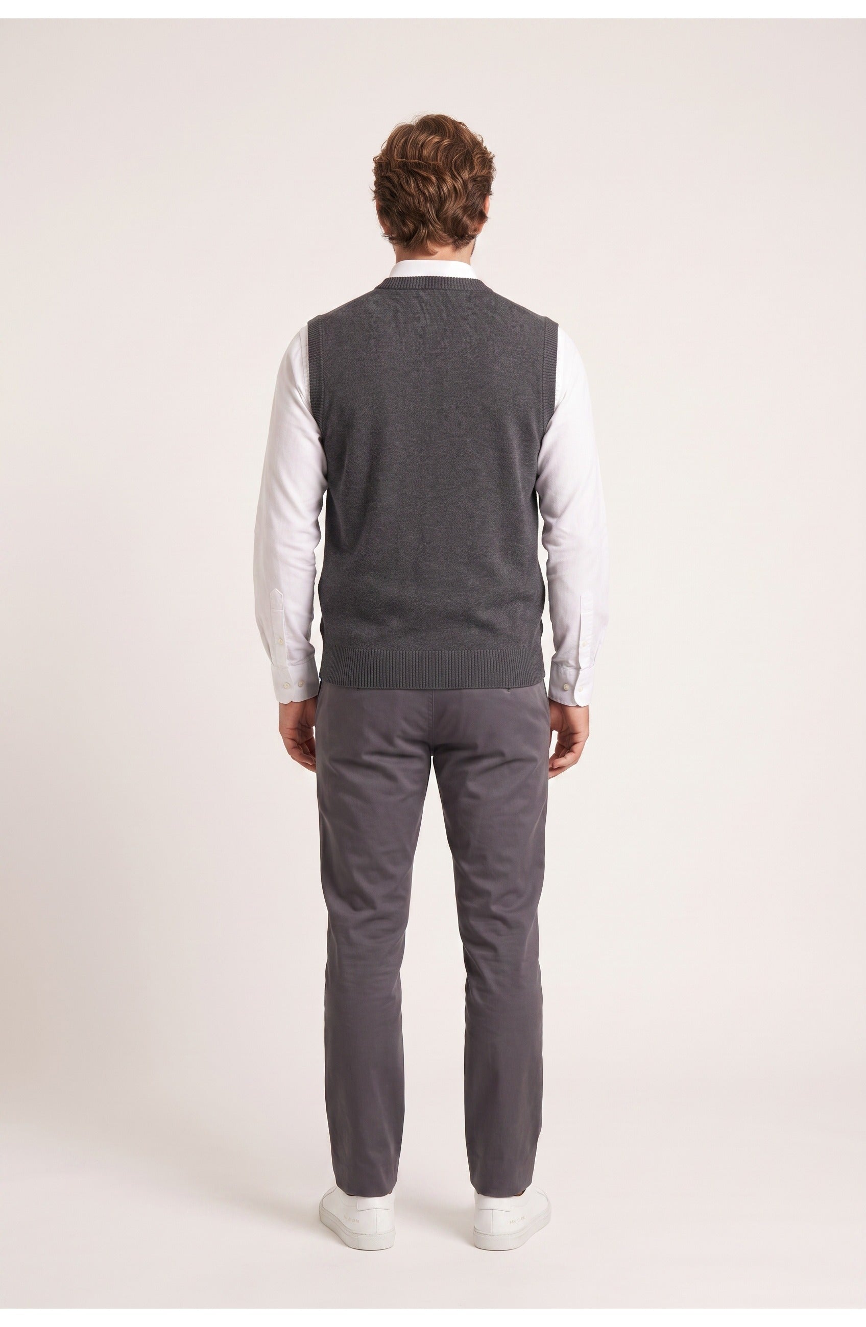 Men's V-Neck Vest | Sleeveless | Ribbed Trims