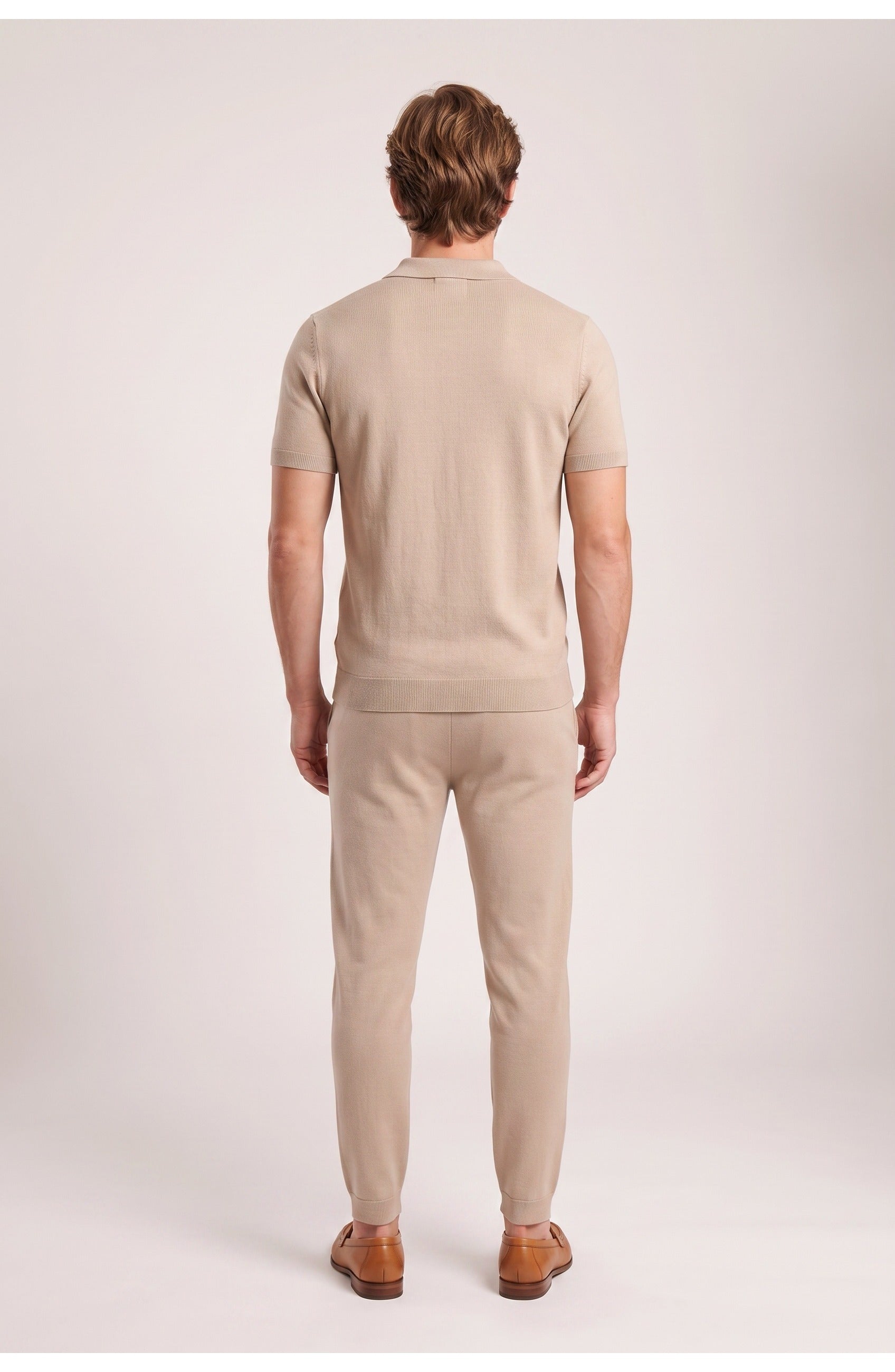 Men's Knit Polo and Trouser Co-Ord Set | Short Sleeves | Tapered