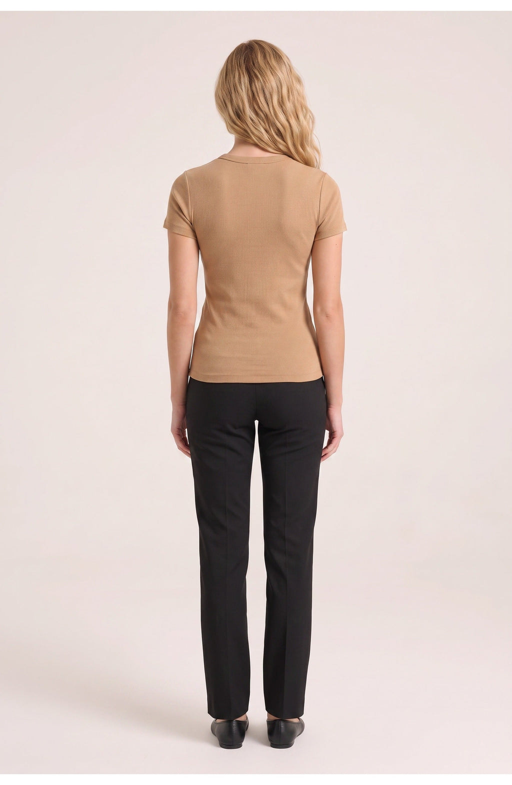 Women's Ribbed Crew Neck T-Shirt | Short Sleeves | Fitted