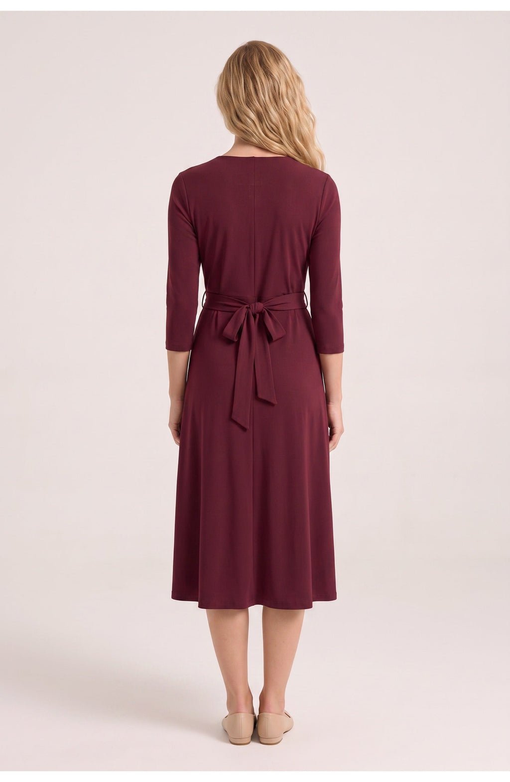 Women's Wrap Midi Dress | Surplice V-Neck | Tie Waist