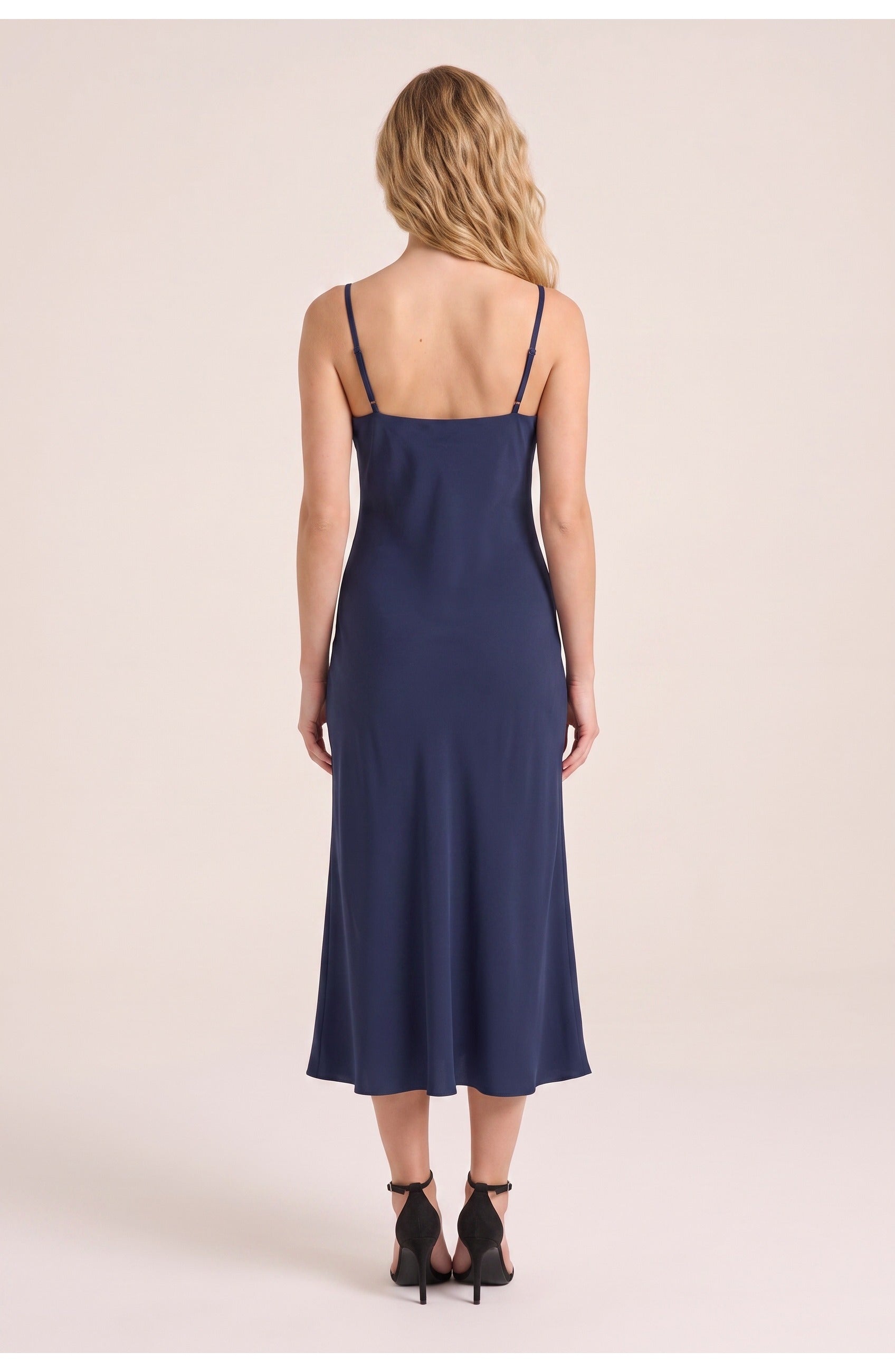 Women's Slip Midi Dress | Cowl Neck | Thin Straps