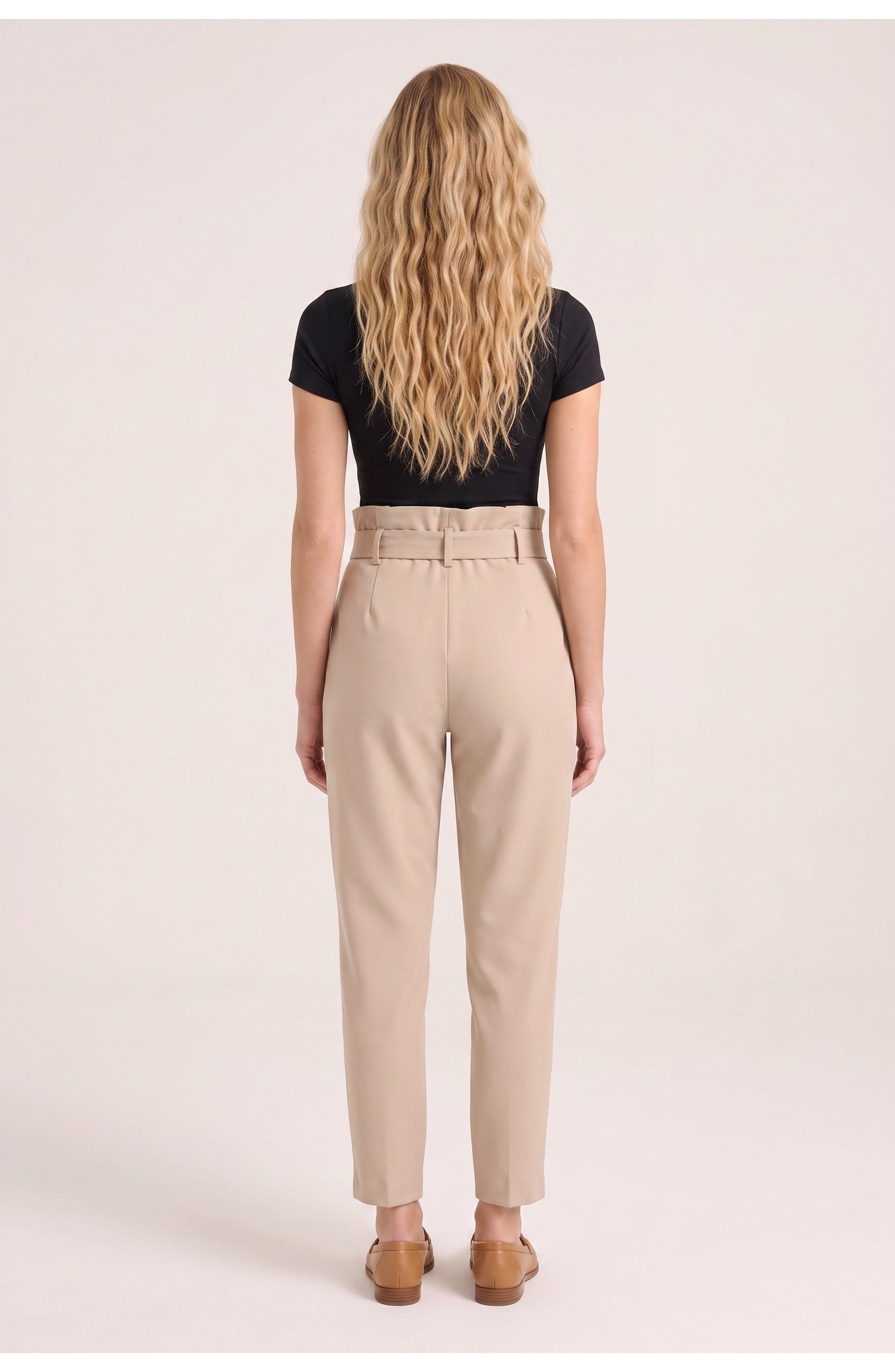 Women's Paperbag-Waist Trousers | Belted | Tapered Leg