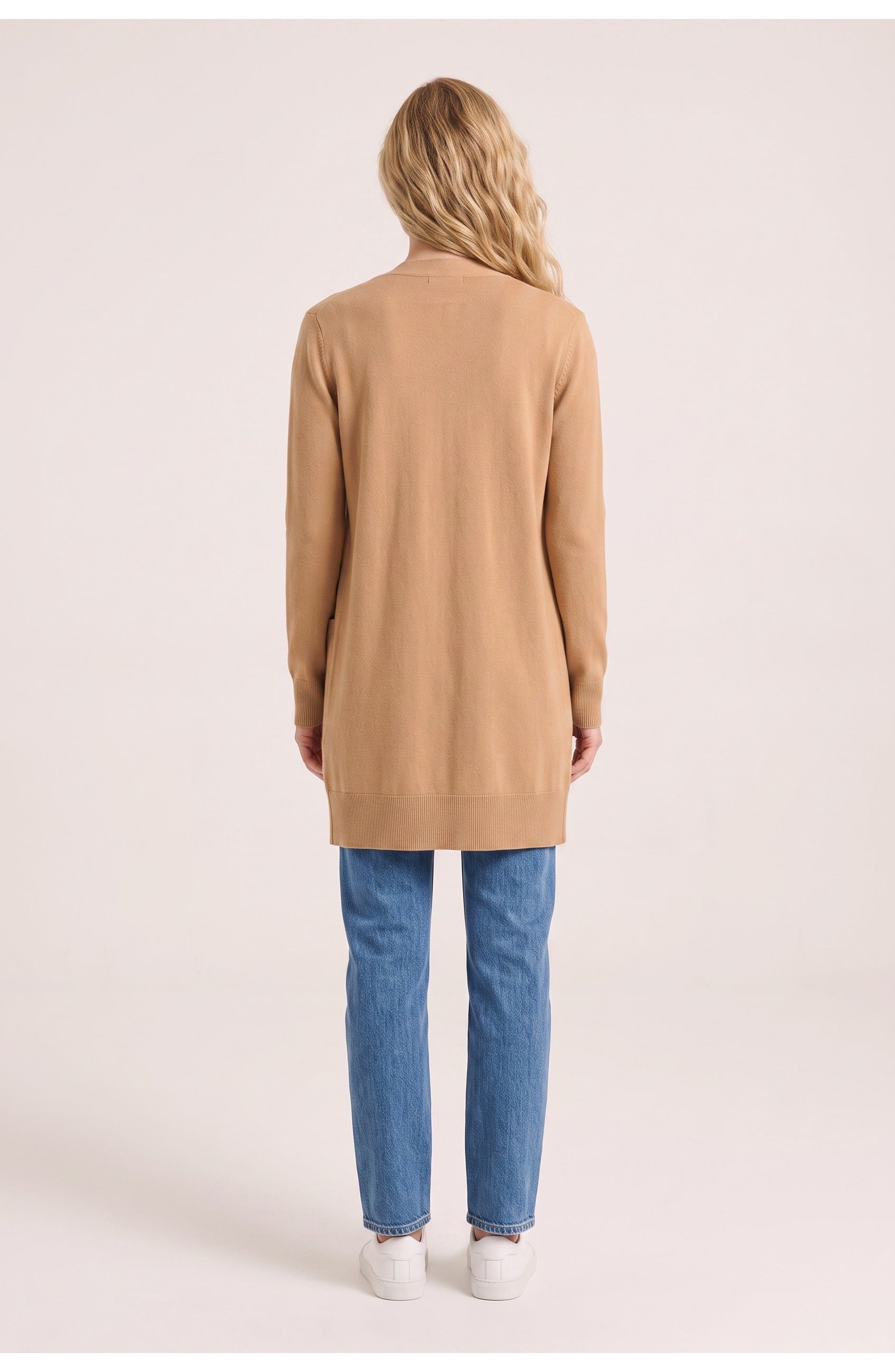 Women's Longline Cardigan | Open Front | Patch Pockets